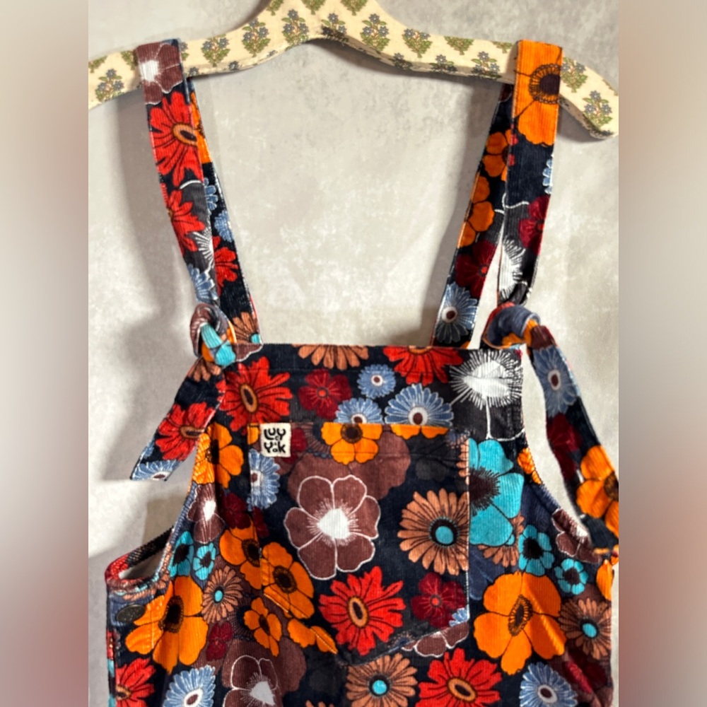 Lucy & Yak Freyja Corduroy Floral Print 70s Dawn Print Jumper Midi Dress - Picture 4 of 6